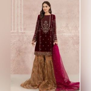 Indian/Pakistani Beautiful wedding/party dress. Velvet shirt.